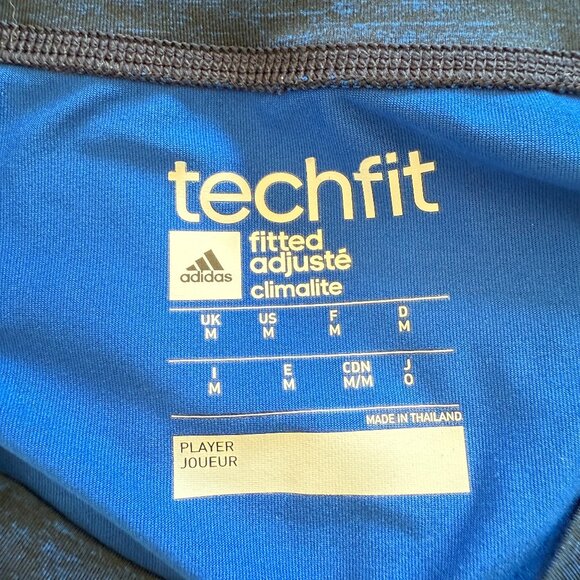 Adidas Crewneck Long Sleeve Tee Climalite Blue Black Size M - Picture 4 of 5